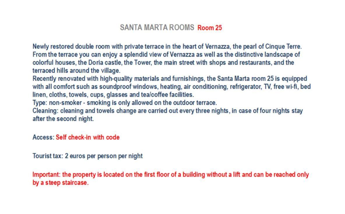 Santa Marta Rooms - Vernazza Bagian luar foto